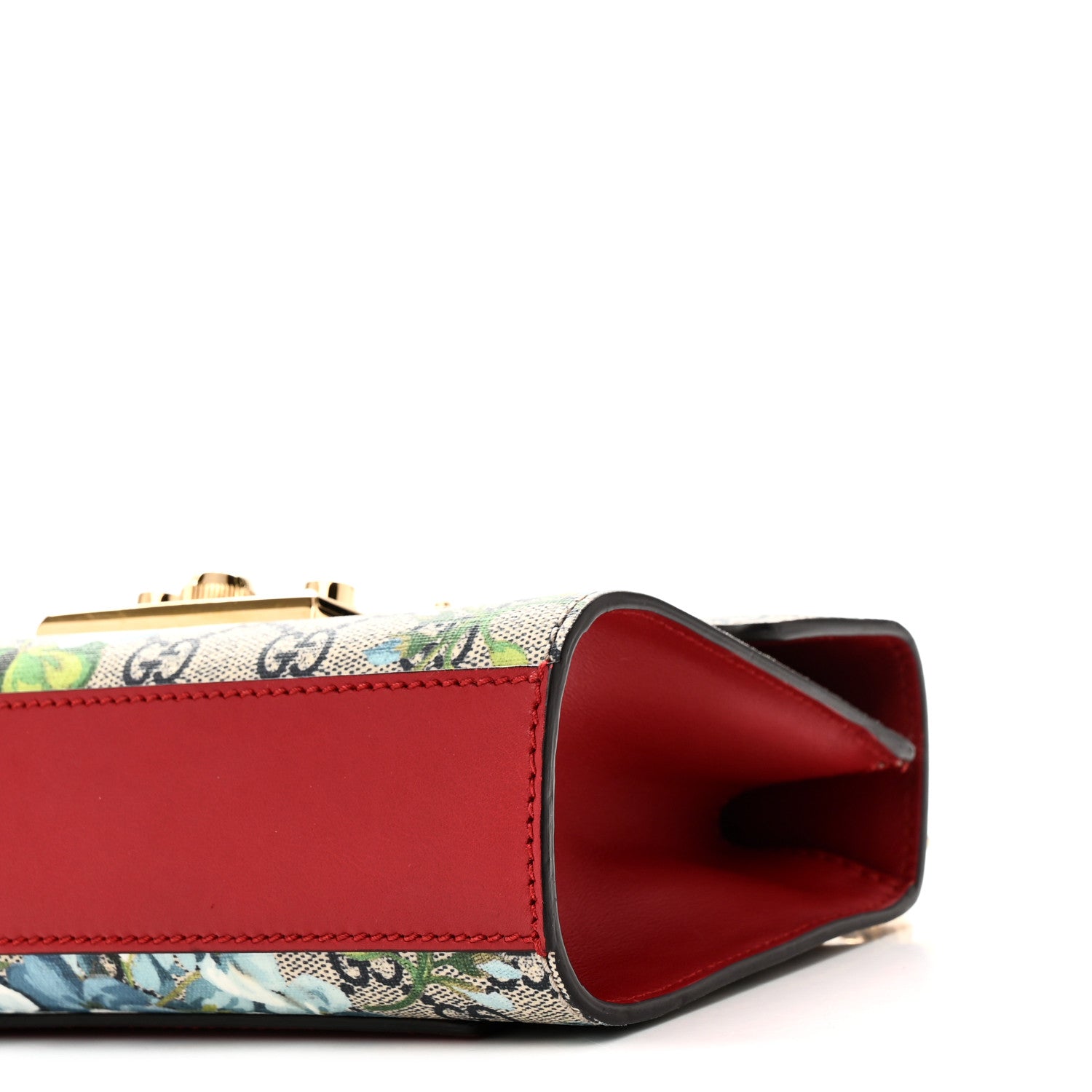 GG Supreme Monogram Blooms Small Padlock Shoulder Bag Beige Blue Navy Hibiscus Red