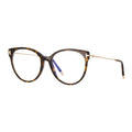 Tom Ford Eyeglasses Round Full Rim, Dark Havana Frame and Clear Blue Light Block Lenses Lens FT5770-B052