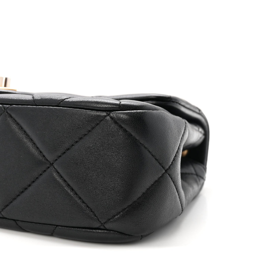 Lambskin Quilted Pearl Small Flap Black