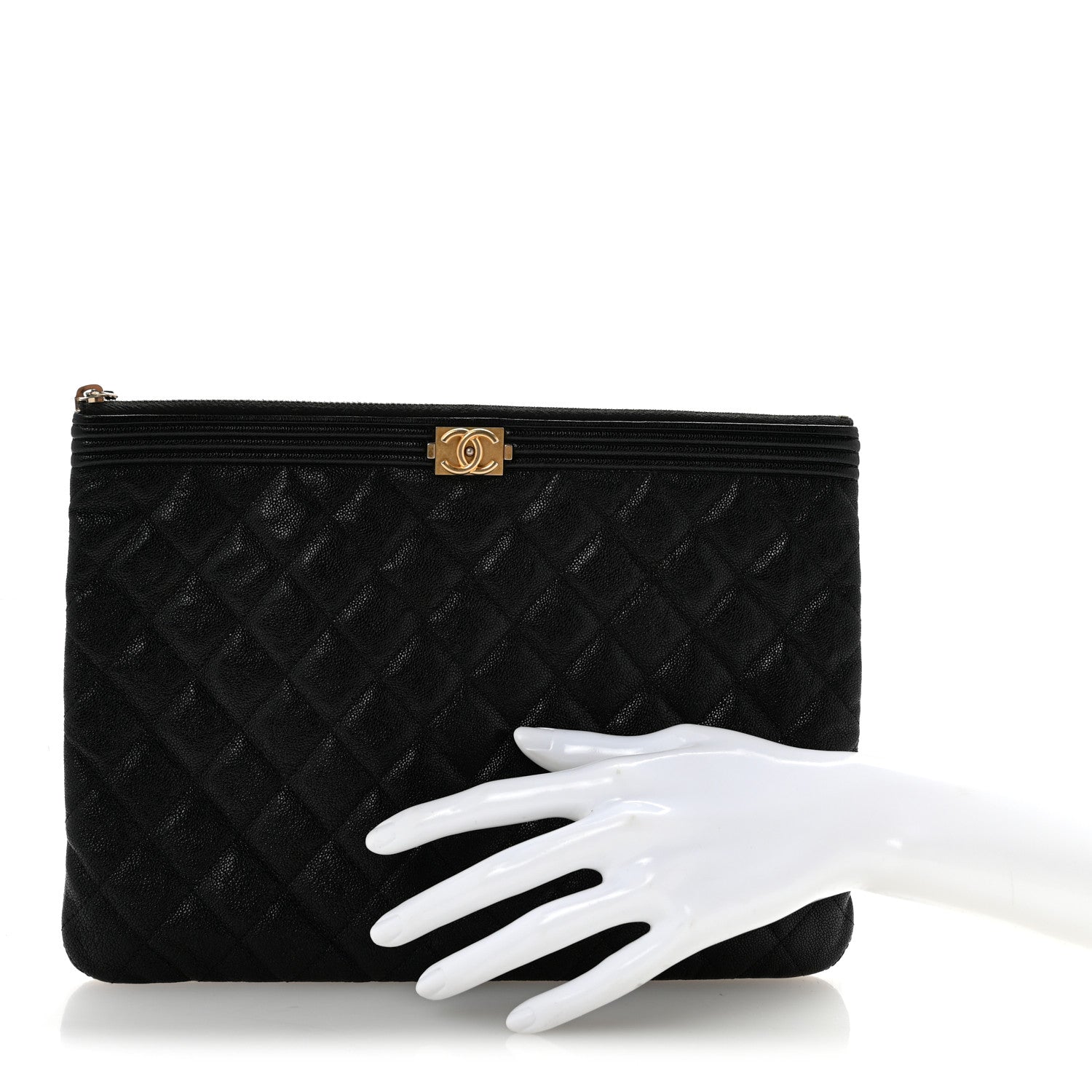 Caviar Quilted Medium Boy Cosmetic Case Black