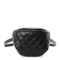 Lambskin Quilted Waist Belt Bag Black