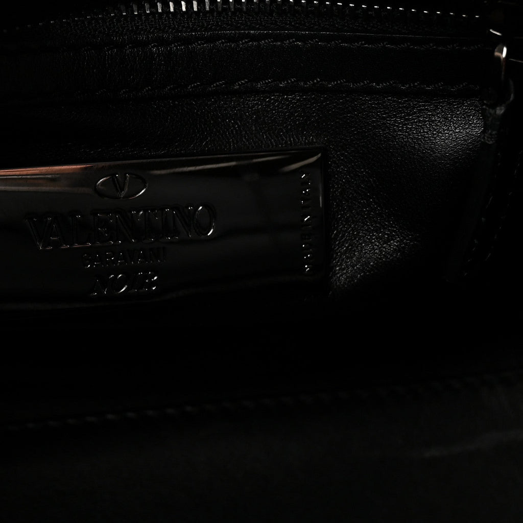Vitello Small Rockstud Double Handle Tote Black