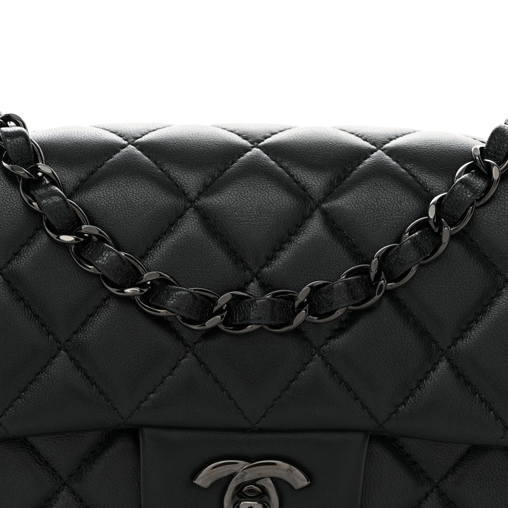 Lambskin Quilted Mini Rectangular Flap So Black