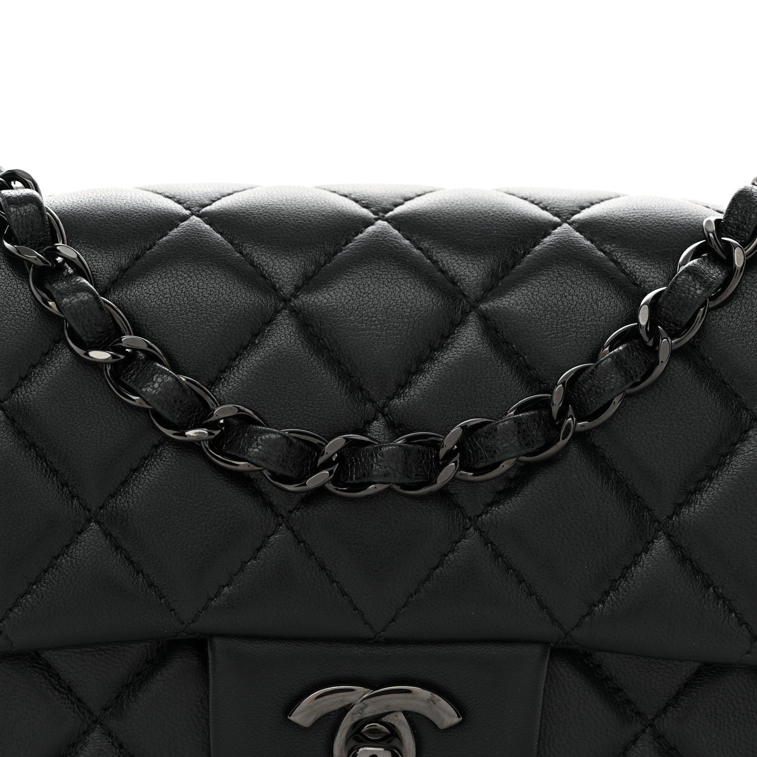 Lambskin Quilted Mini Rectangular Flap So Black