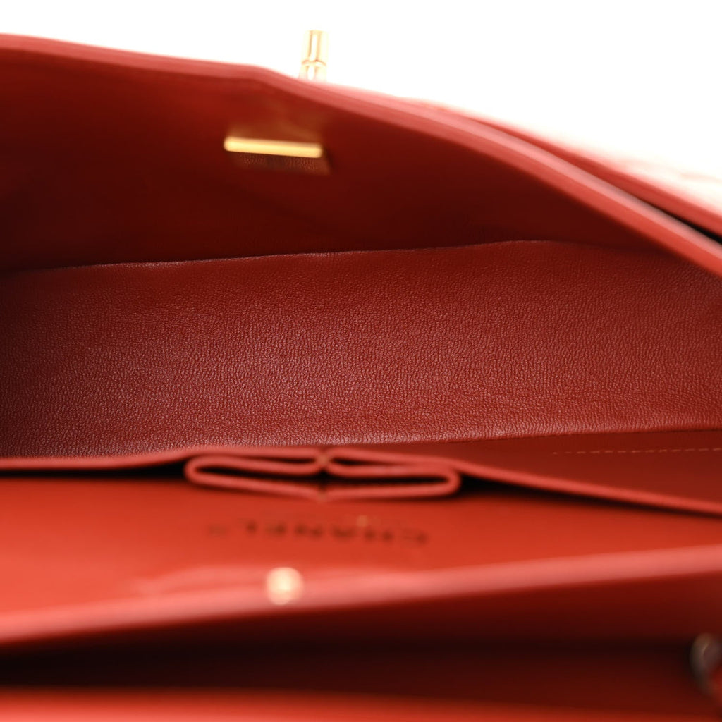 Lambskin Quilted Small Double Flap Red