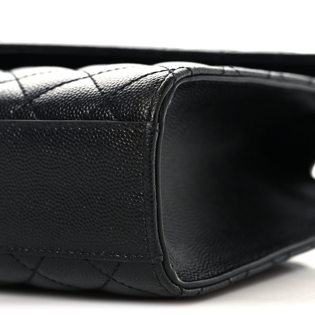 Grain De Poudre Textured Mixed Matelasse Triquilt Medium Monogram Monochrome Satchel Black