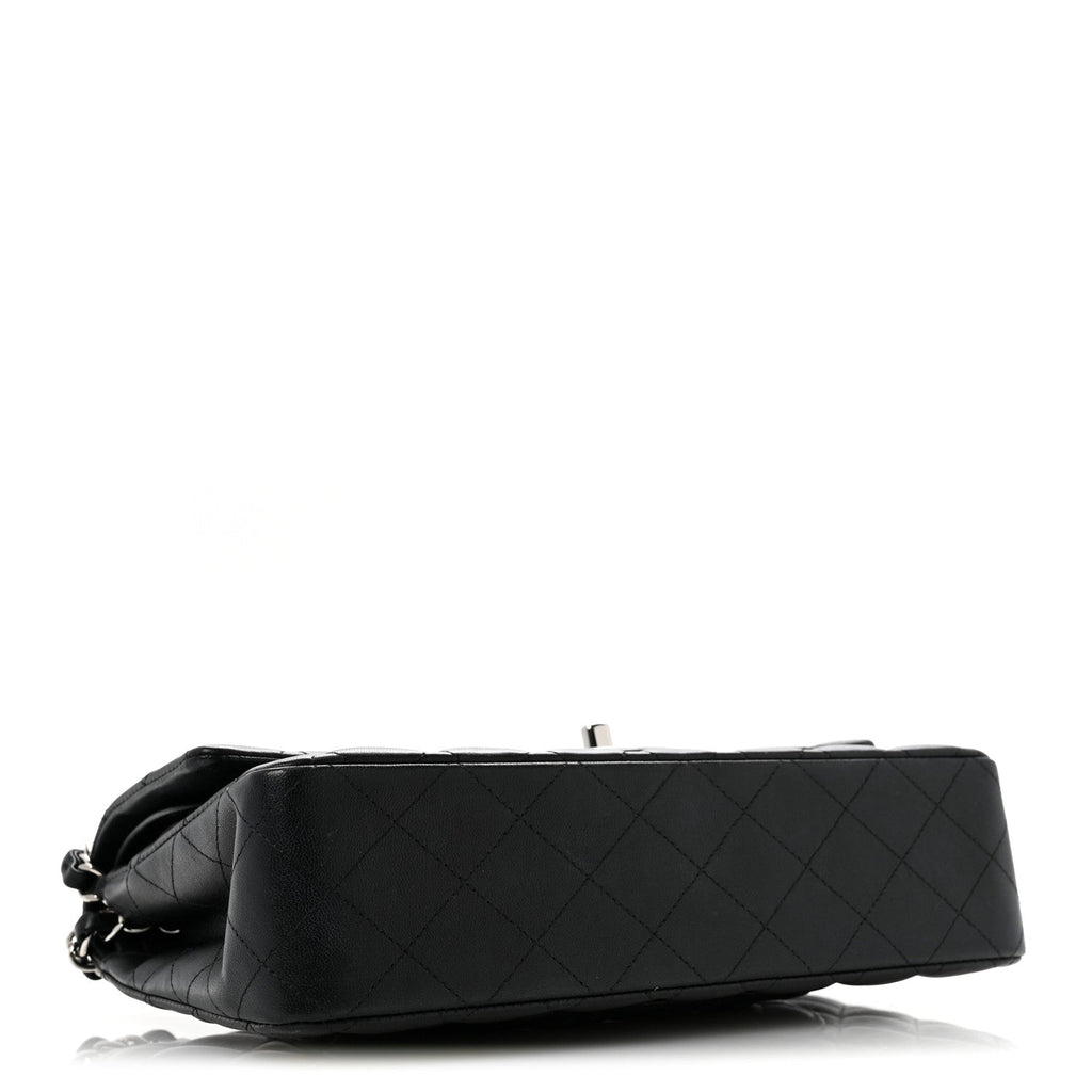 Lambskin Quilted Medium Double Flap Black