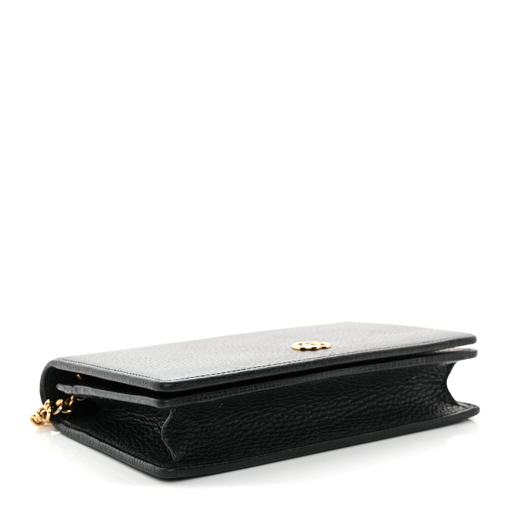 Calfskin Mini GG Marmont Chain Wallet Black