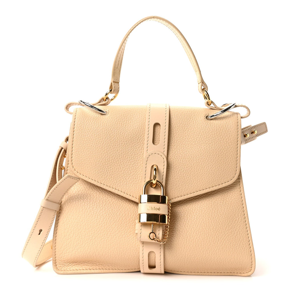 Shiny Grained Calfskin Medium Aby Day Shoulder Bag Blondie Beige