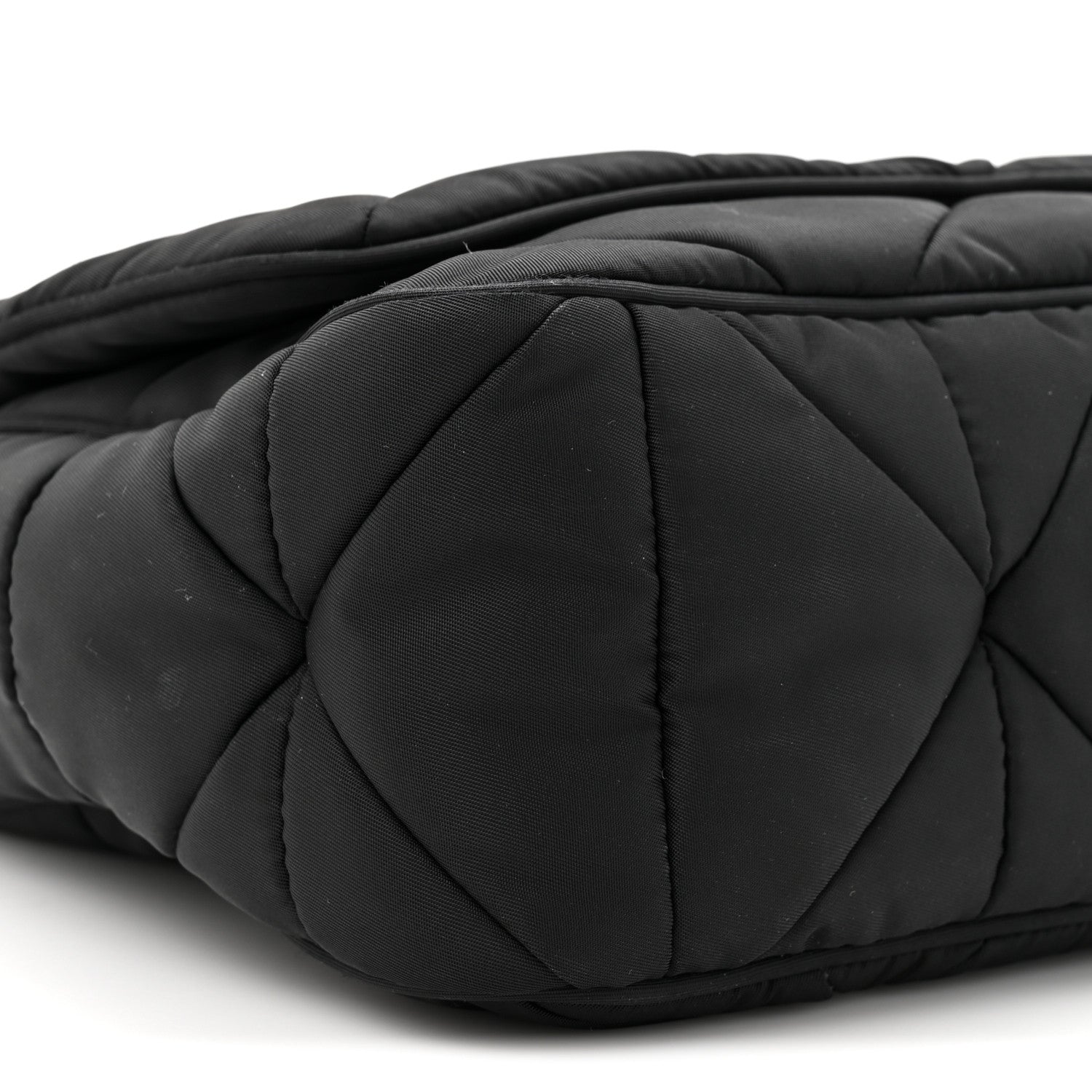 Re-Nylon Quilted Padded Flap Shoulder Bag Black