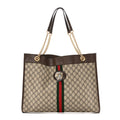 GG Supreme Monogram Large Rajah Chain Tote Beige New Acero