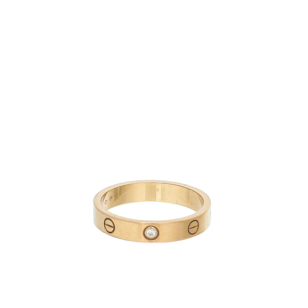 Cartier 18K Rose Gold 1 Diamond Love Wedding Band Ring 59