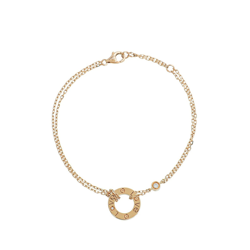 Cartier 18K Rose Gold 2 Diamond Love Bracelet
