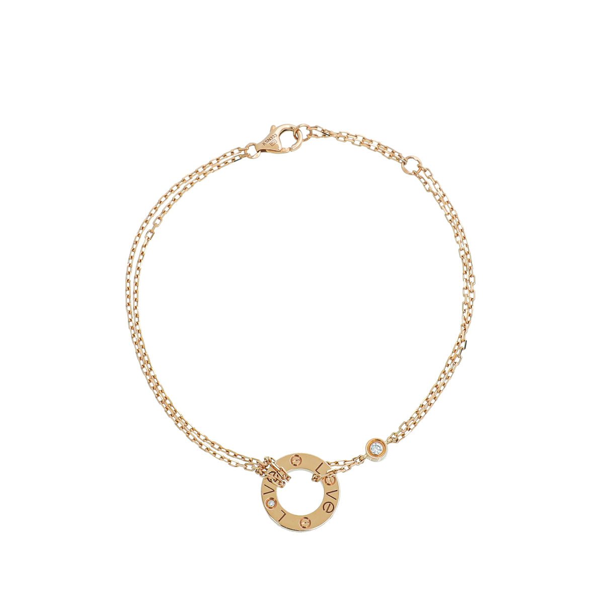 Cartier 18K Rose Gold 2 Diamond Love Bracelet