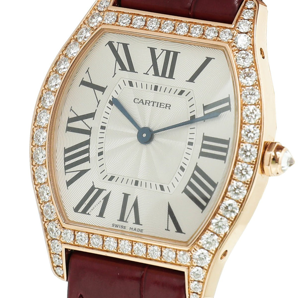 Cartier 18K Rose Gold Case Diamond Medium Model Mechanical Movement Tortue Watch
