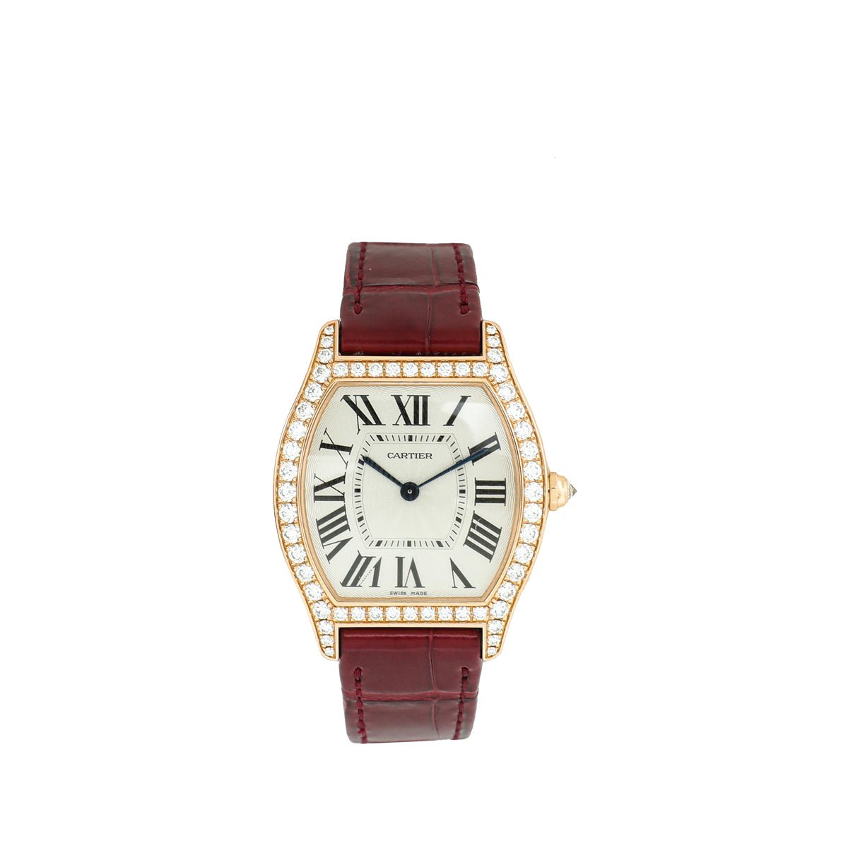 Cartier 18K Rose Gold Case Diamond Medium Model Mechanical Movement Tortue Watch