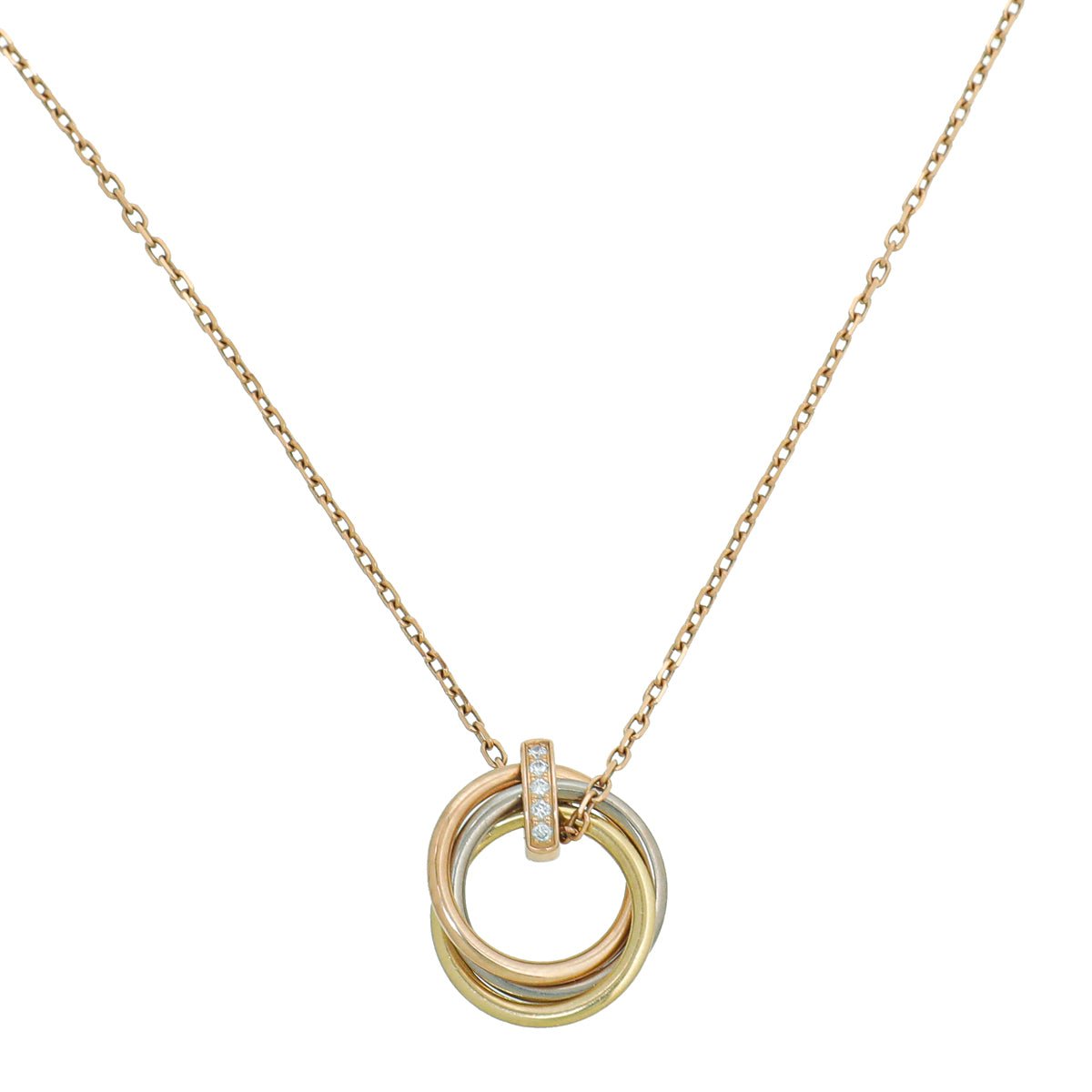 Cartier 18K Trinity Gold Diamond Necklace