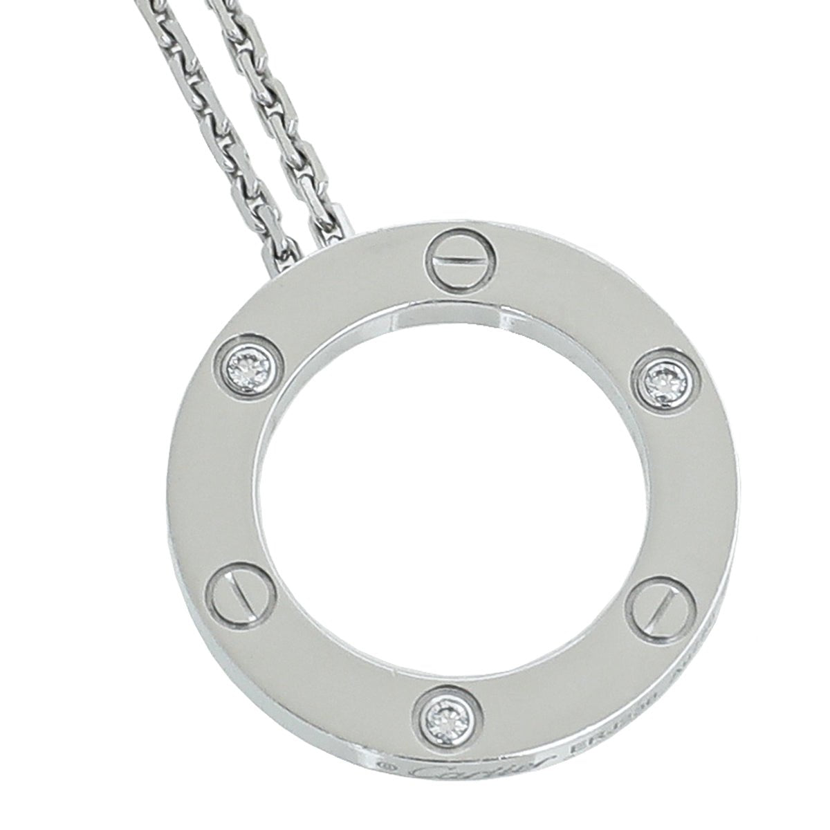 Cartier 18K White Gold 3 diamond Love Necklace