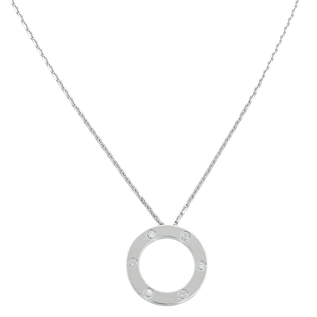 Cartier 18K White Gold 3 diamond Love Necklace