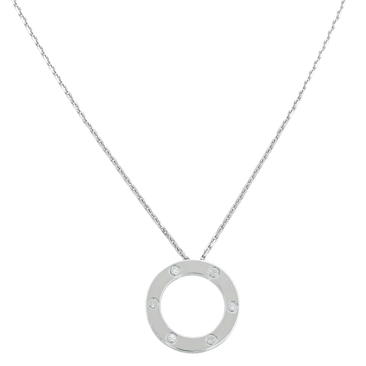 Cartier 18K White Gold 3 diamond Love Necklace