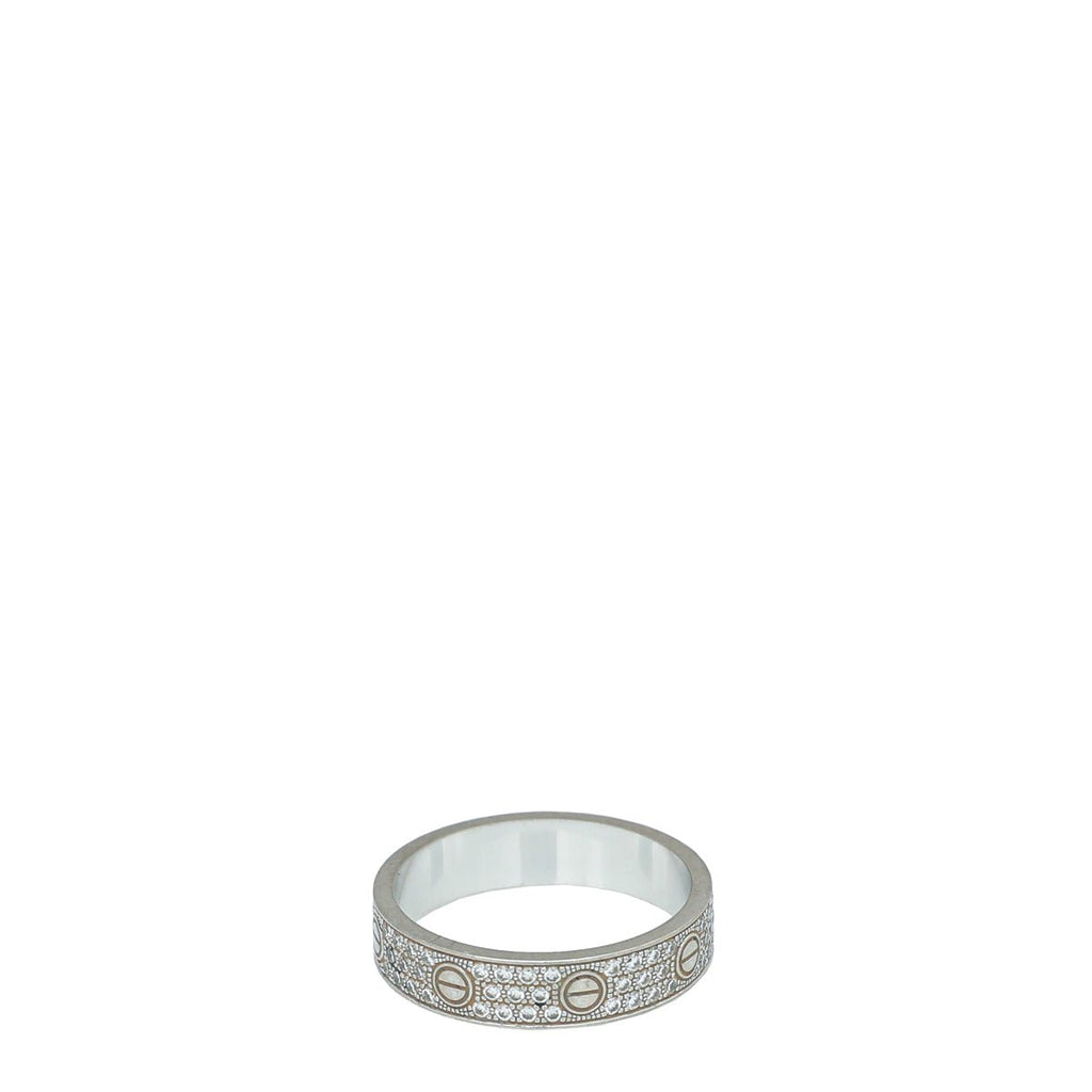 Cartier 18K White Gold Diamond - Paved Love Ring 59