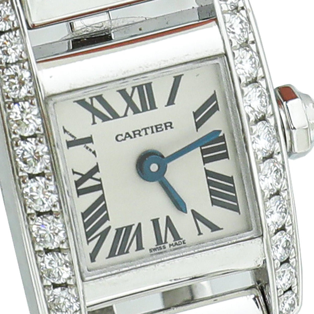 Cartier 18K White Gold Diamond Tankissime 25mm Watch
