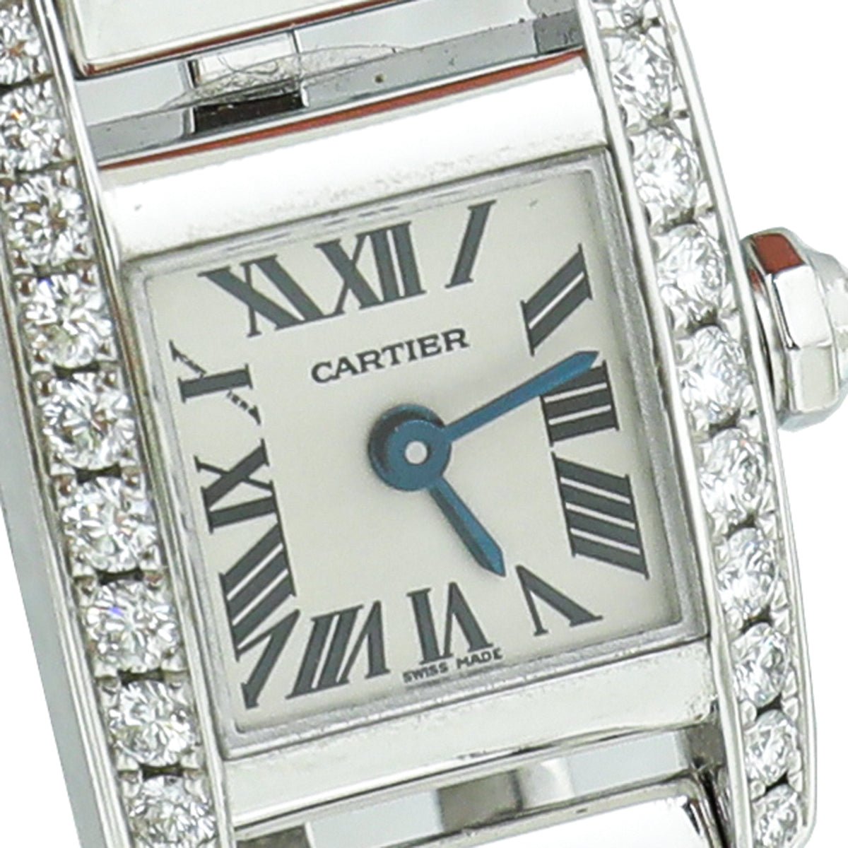Cartier 18K White Gold Diamond Tankissime 25mm Watch