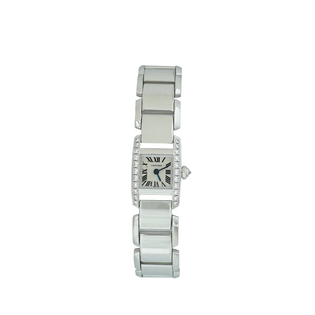 Cartier 18K White Gold Diamond Tankissime 25mm Watch