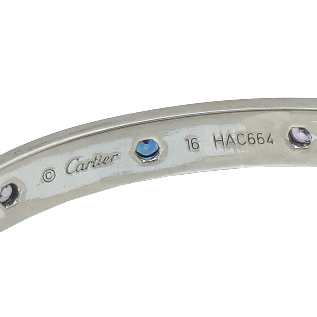 Cartier 18K White Gold Love Bracelet 16 w/Colored Stones