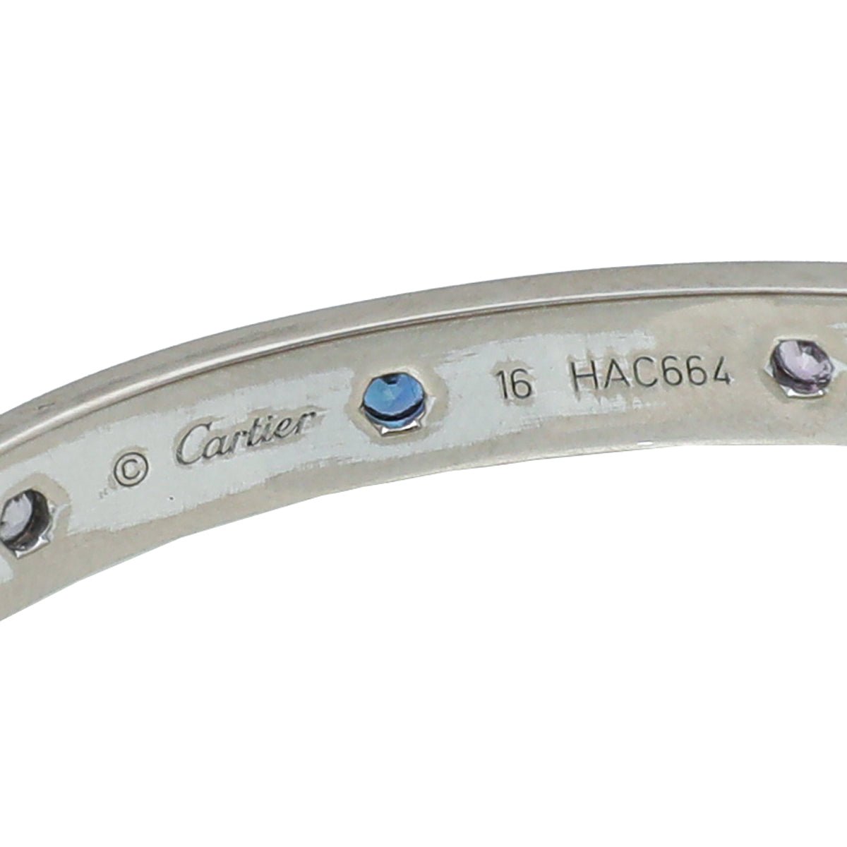 Cartier 18K White Gold Love Bracelet 16 w/Colored Stones