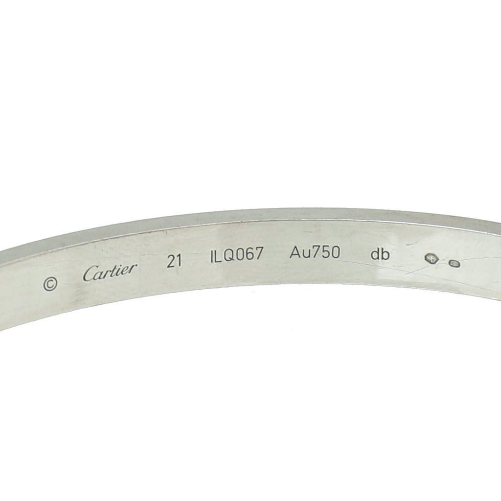 Cartier 18K White Gold Love Classic Bracelet 21