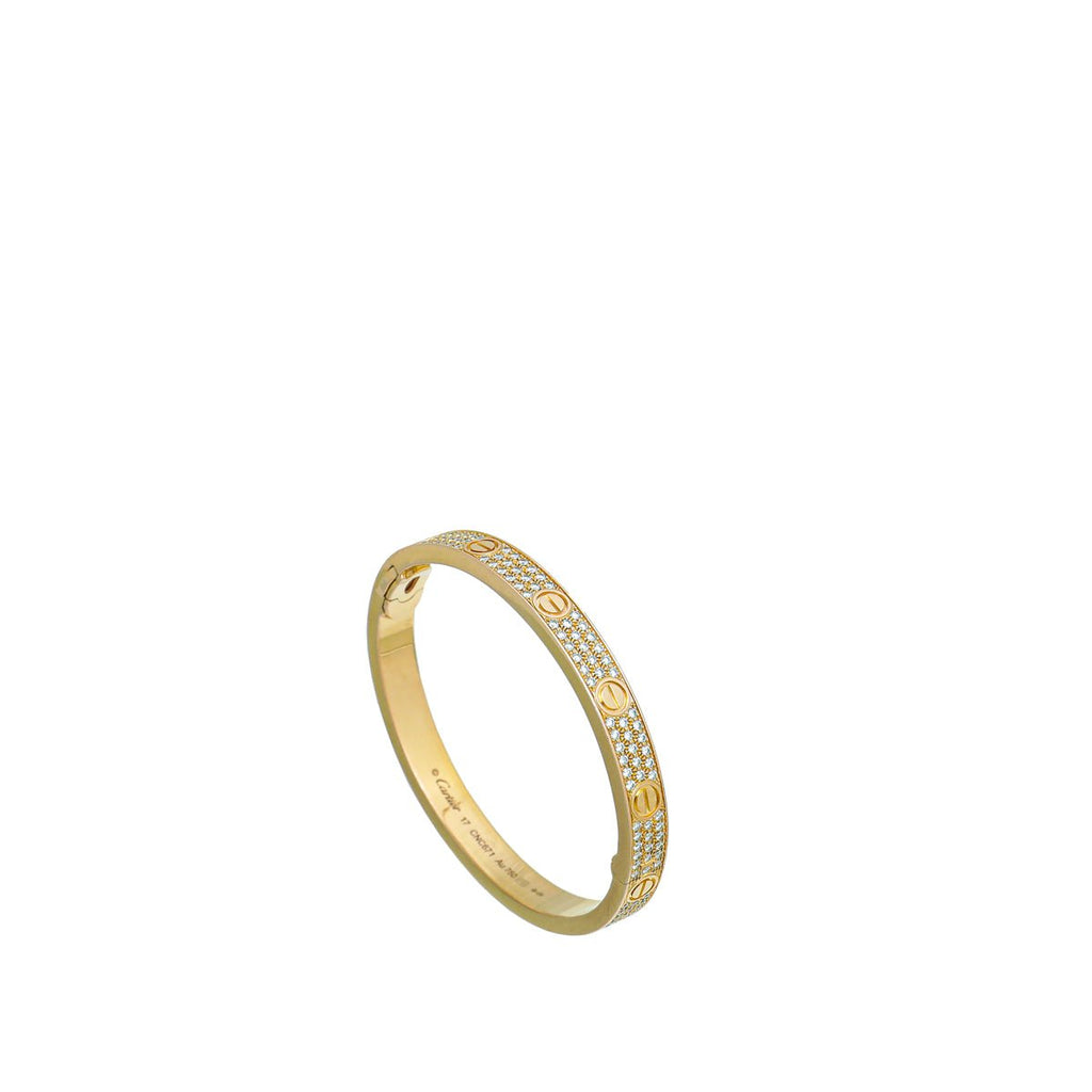 Cartier 18K Yellow Gold 204 Diamonds Love Bracelet 17