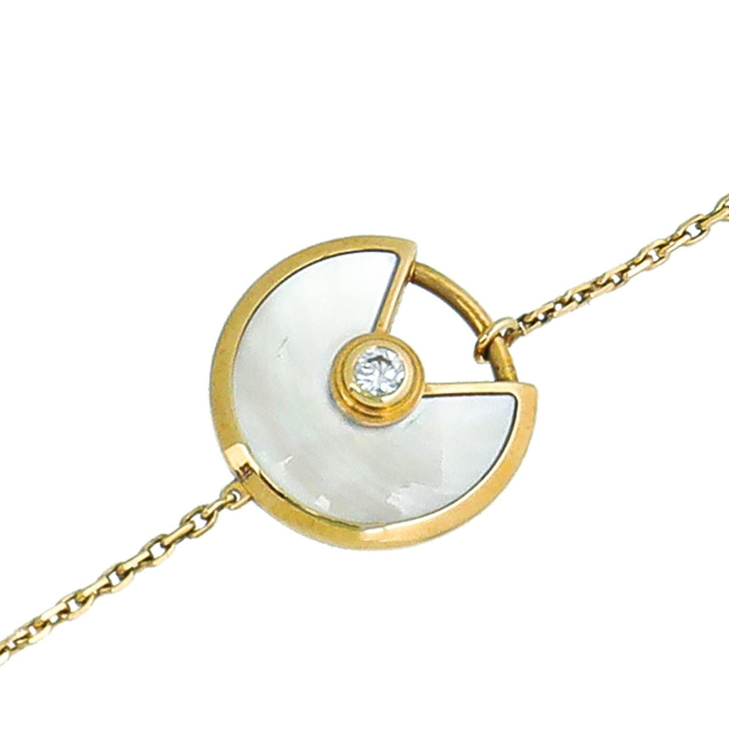 Cartier 18K Yellow Gold Diamond Mop Amulette Bracelet