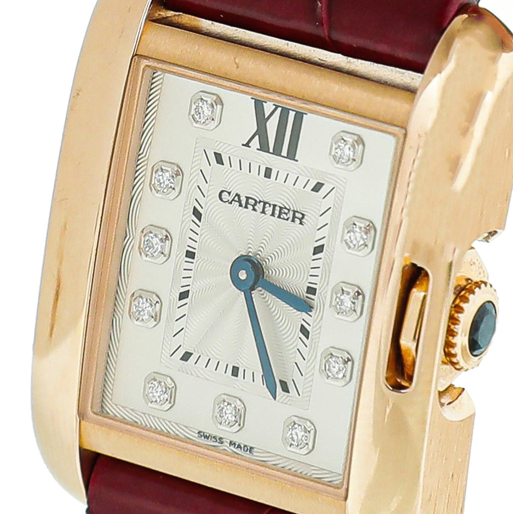 Cartier 18K Yellow Gold Diamond Tank Anglaise Quartz Watch