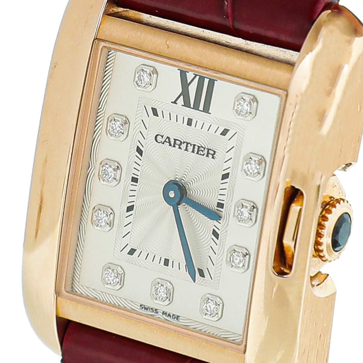 Cartier 18K Yellow Gold Diamond Tank Anglaise Quartz Watch
