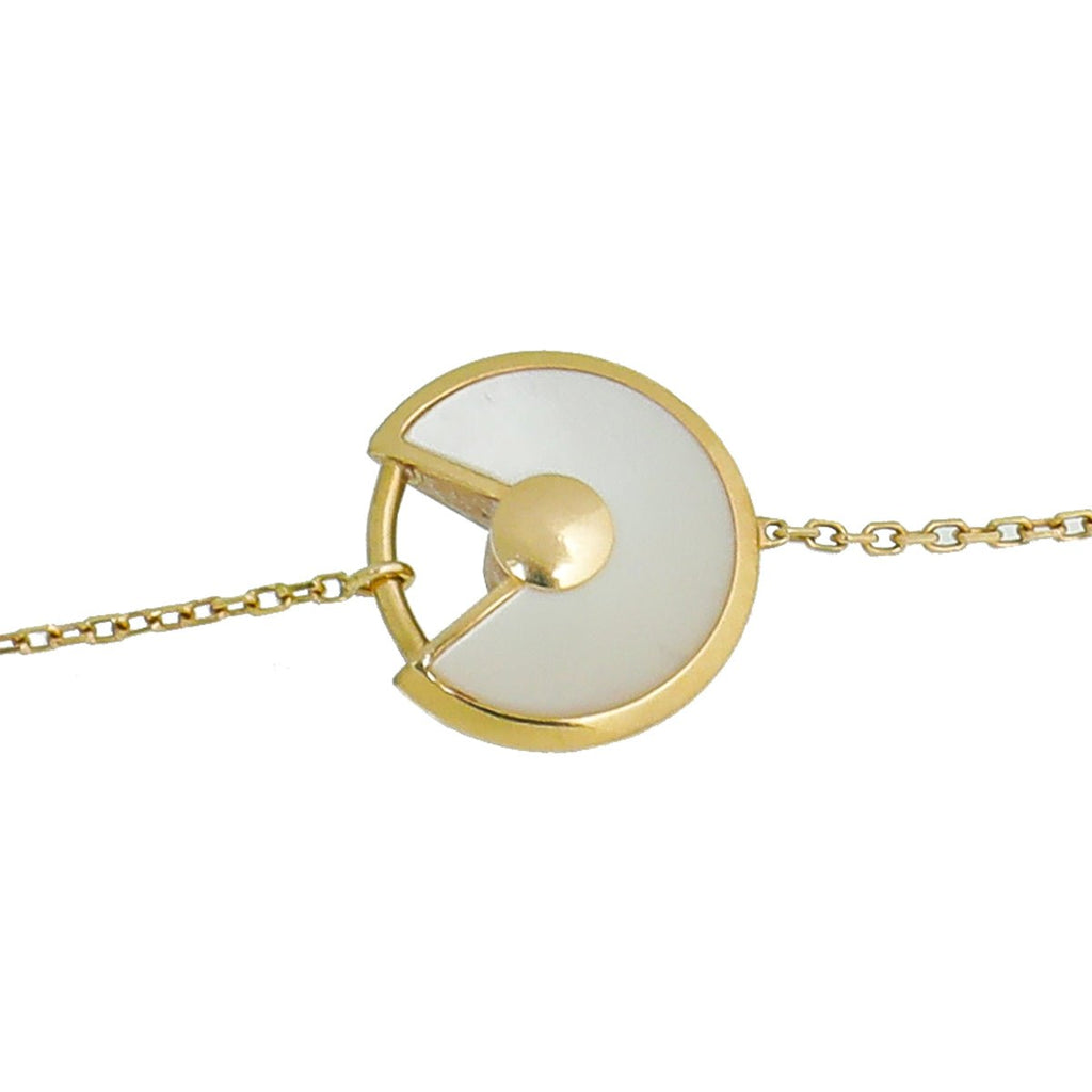 Cartier 18K Yellow Gold MOP Diamond Amulette De Cartier XS Model Bracelet