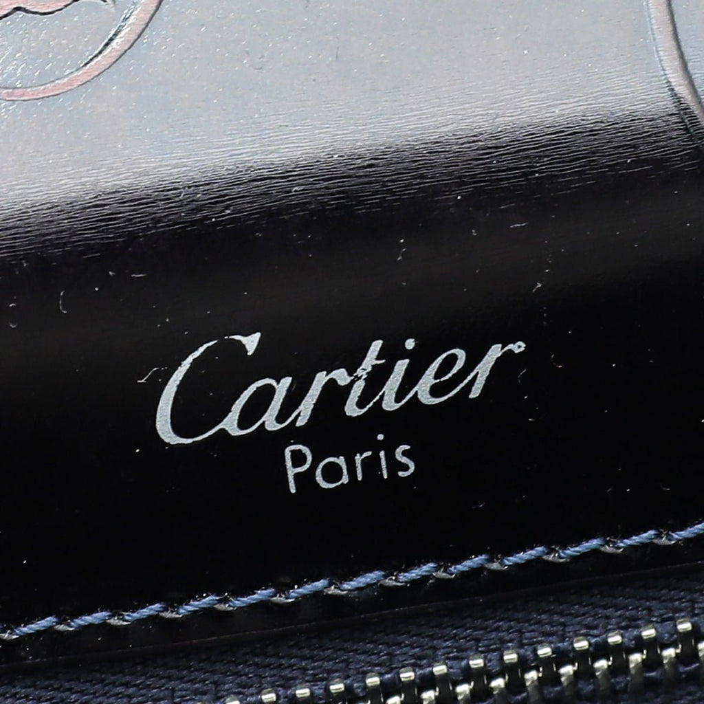 Cartier Dark Blue "Happy Birthday" Top Handle Tote Bag