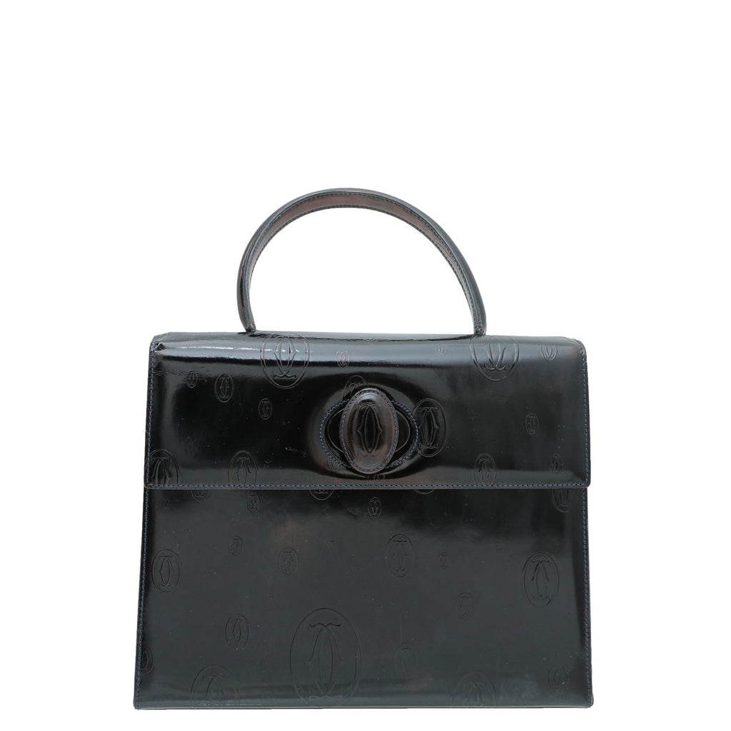 Cartier Dark Blue "Happy Birthday" Top Handle Tote Bag