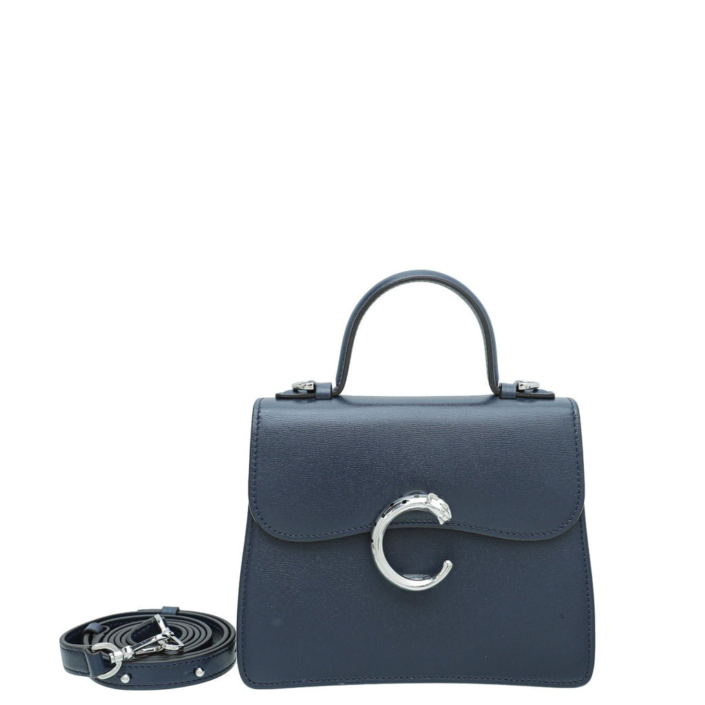 Cartier Navy Blue Panthere De Cartier Top Handle Mini Bag