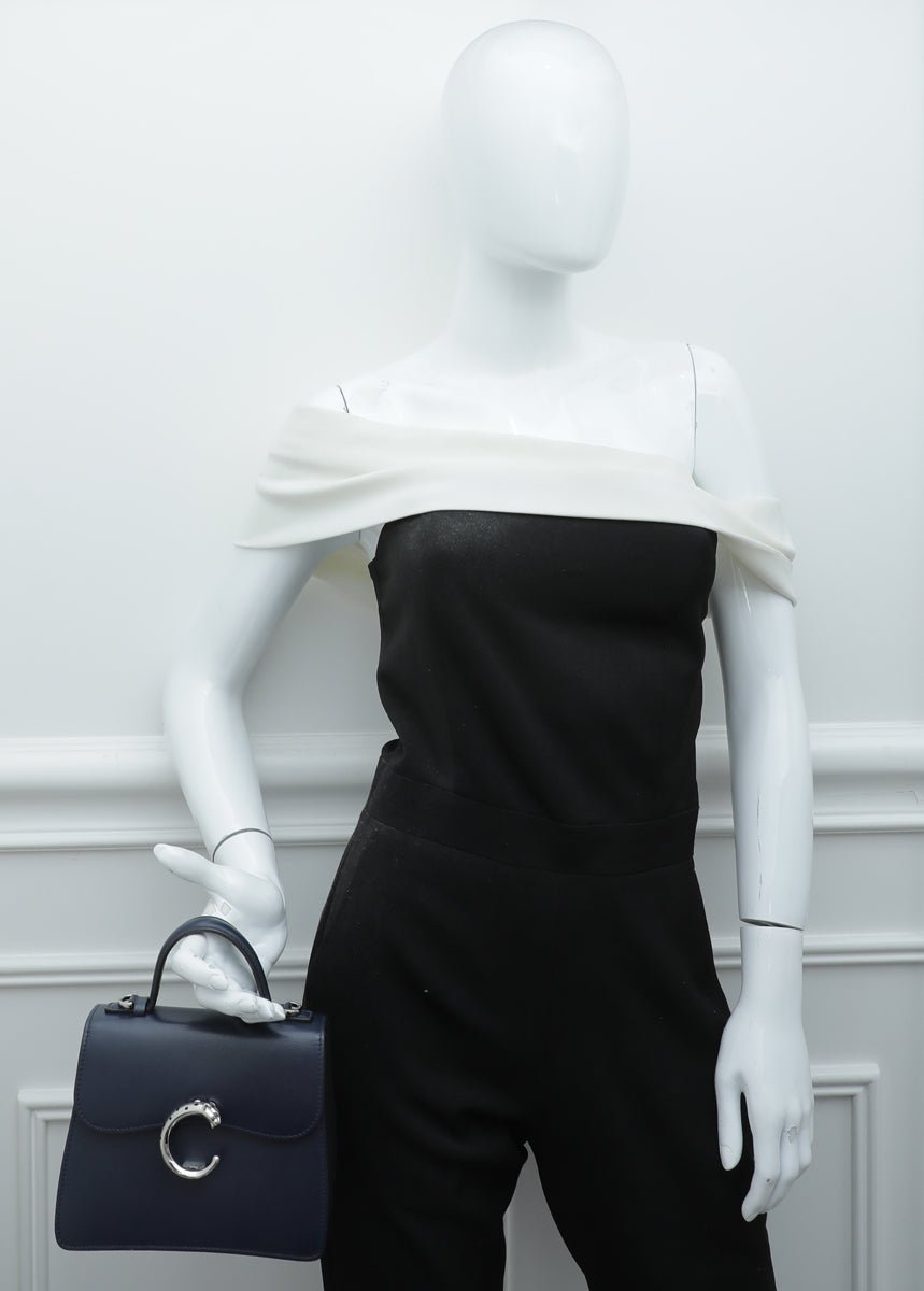 Cartier Navy Blue Panthere De Cartier Top Handle Mini Bag