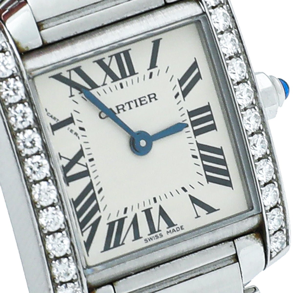 Cartier Stainless Steel Diamond Tank Française Small Quartz Watch