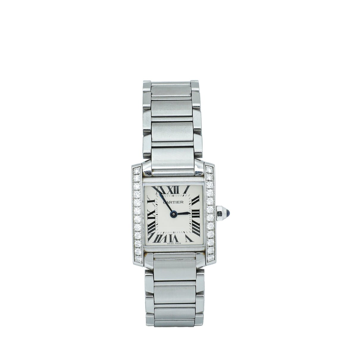 Cartier Stainless Steel Diamond Tank Française Small Quartz Watch
