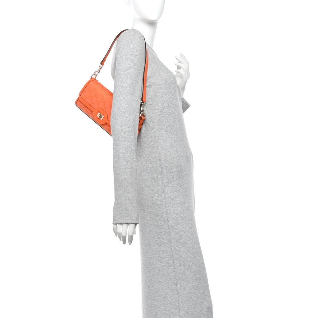 GG Monogram Textured Dollar Calfskin Small Luce Shoulder Bag Orange