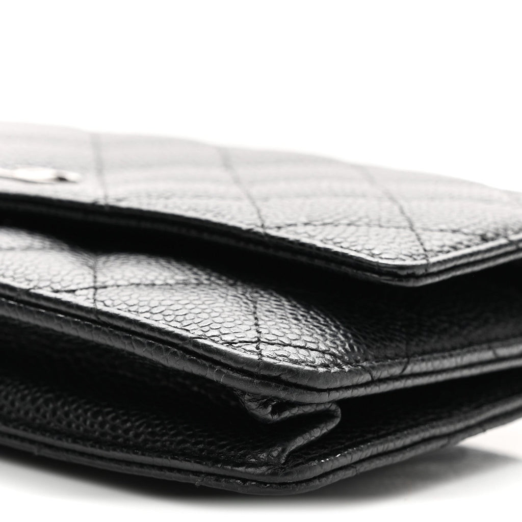 Caviar Quilted Wallet on Chain WOC Black