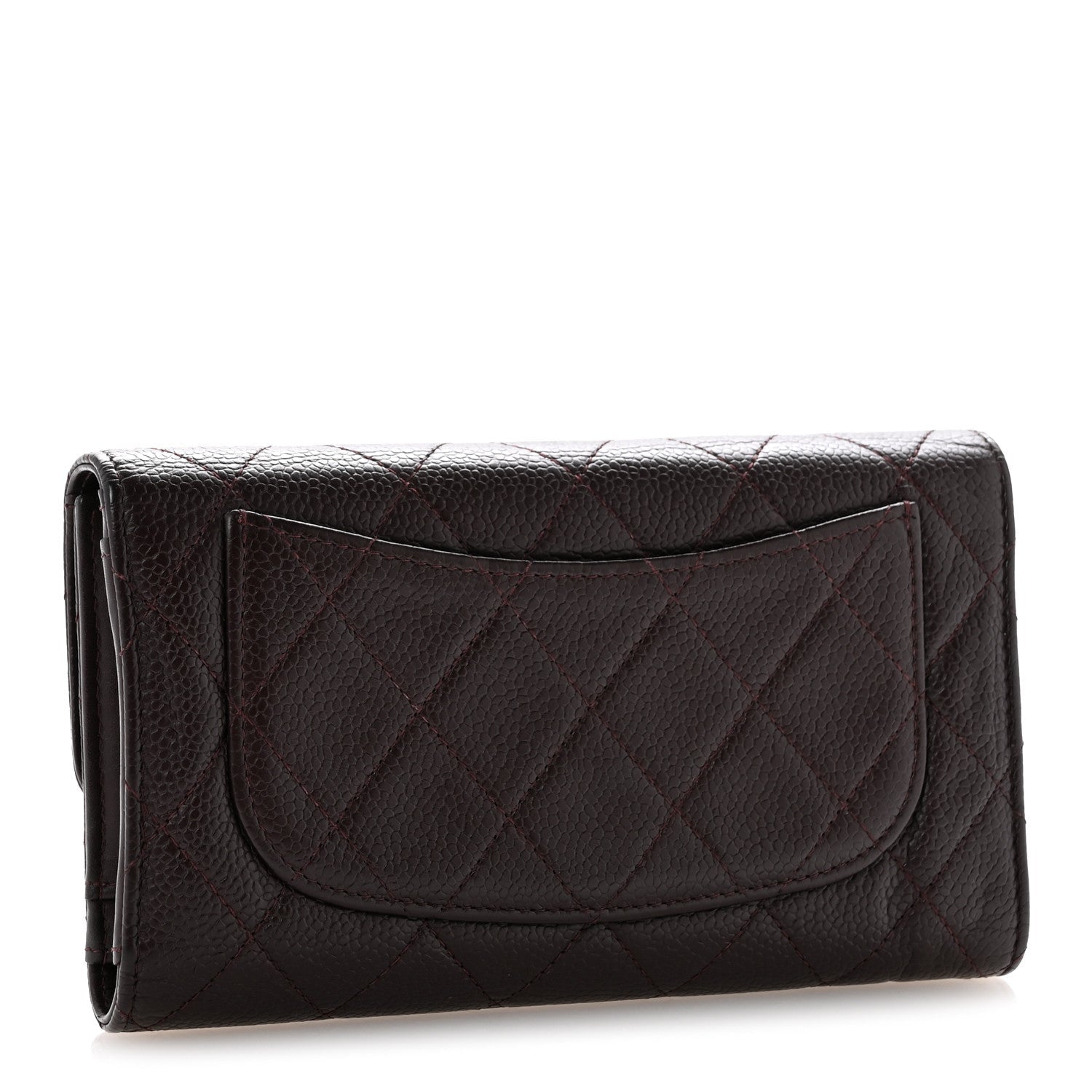 Caviar Quilted Large Flap Wallet Burgundy