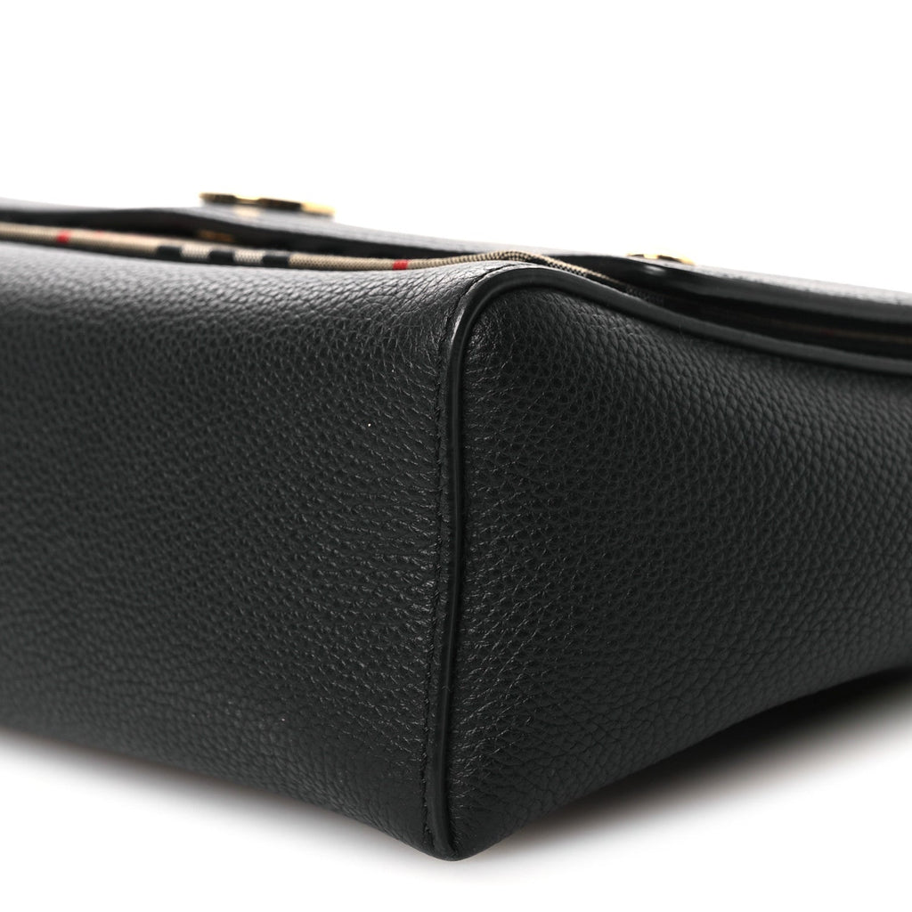 Grainy Calfskin Vintage Check Note Crossbody Bag Black