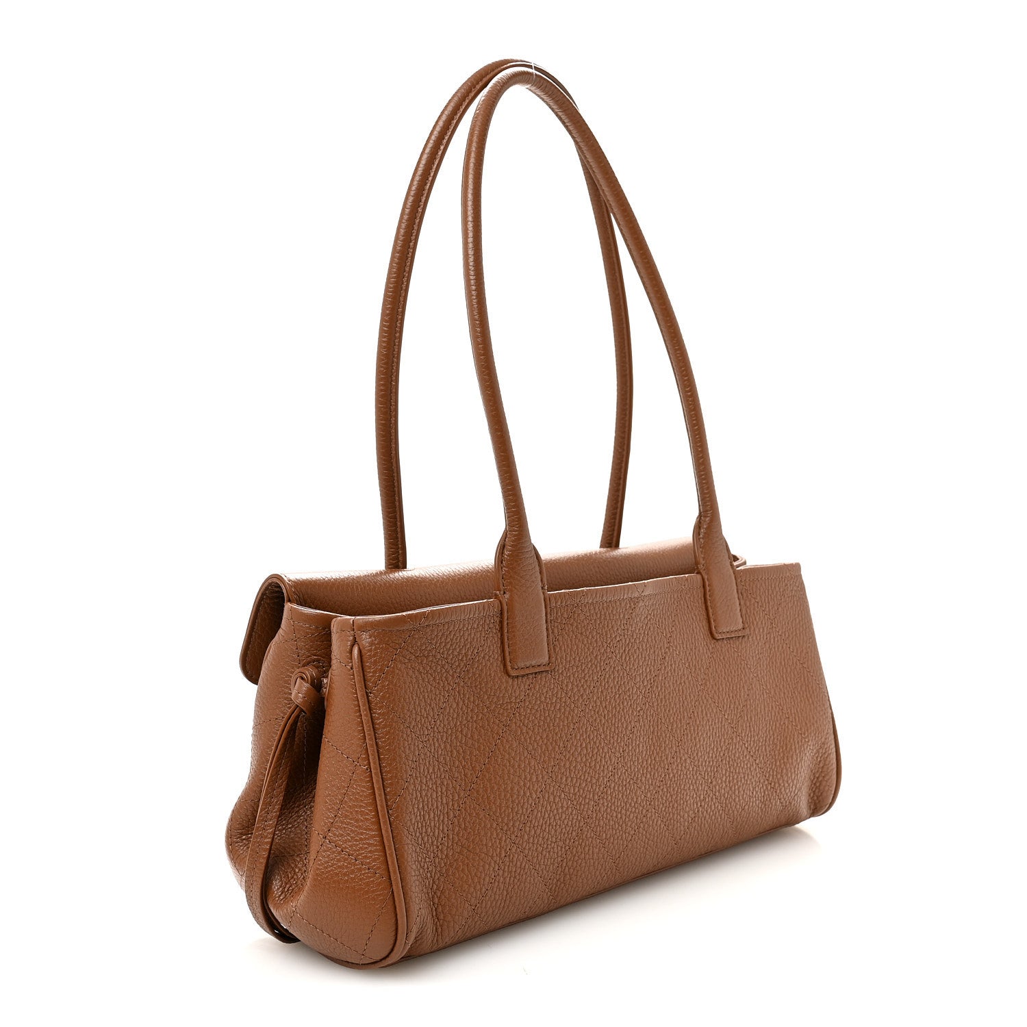 Grained Calfskin Stitched Urban Essentials Small Shopping Bag Camel