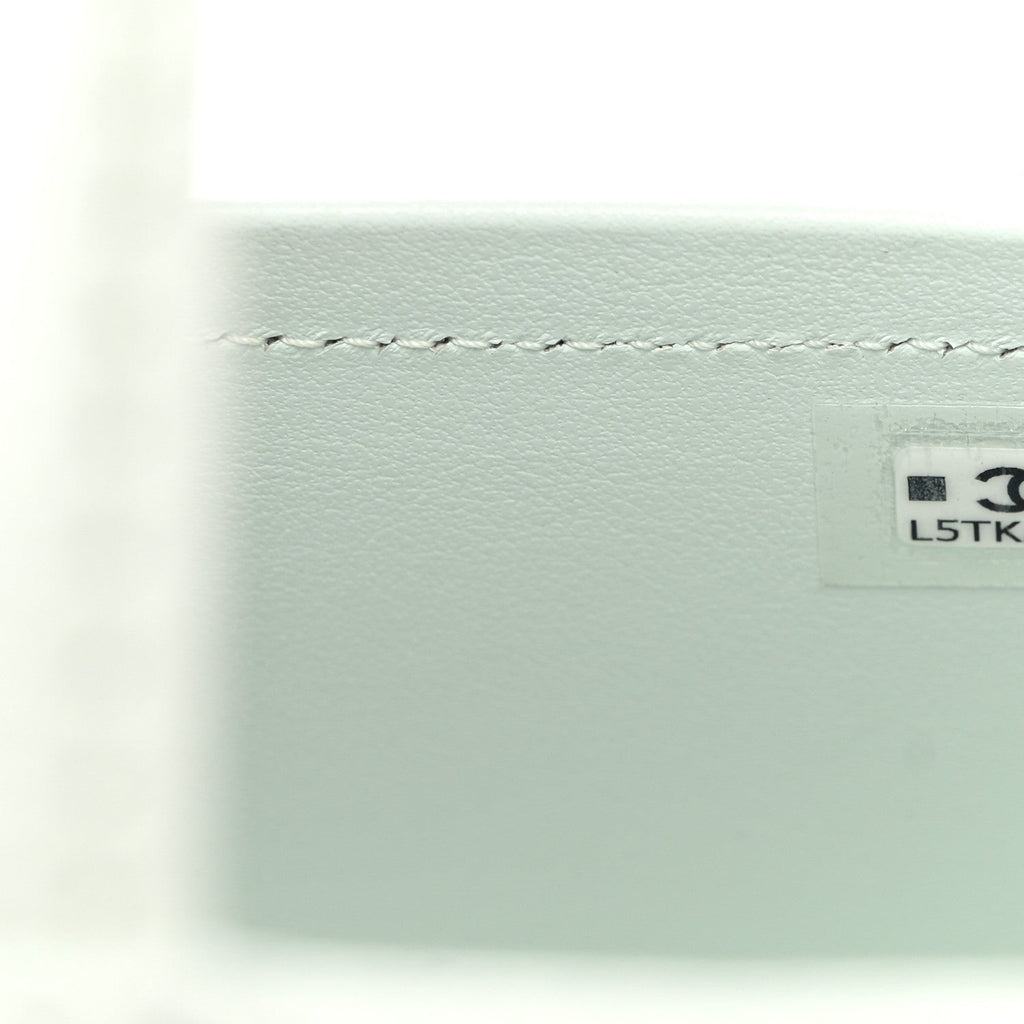 Shiny Caviar Preppy Coco Long Vanity With Strap Light Blue