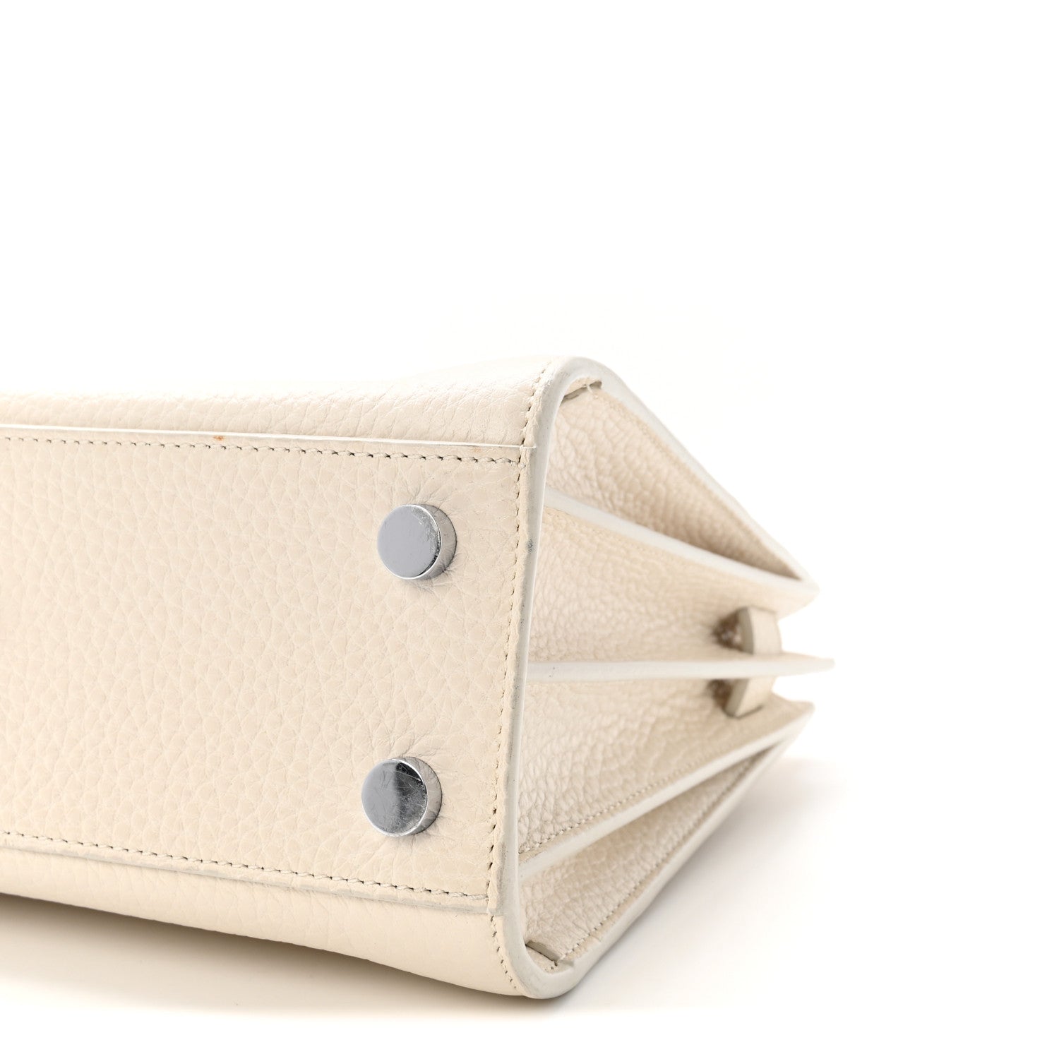 Grained Calfskin Nano Sac de Jour Dove White