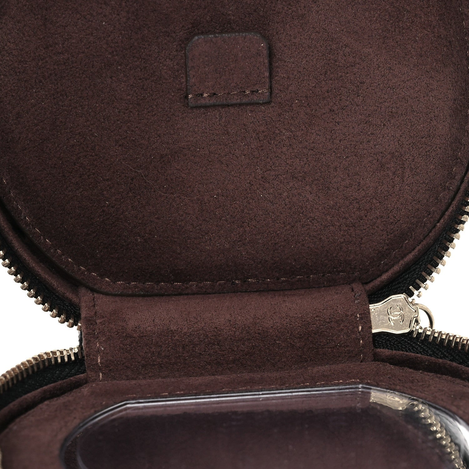 Caviar Quilted Round Top Handle Jewelry Case With Chain Black